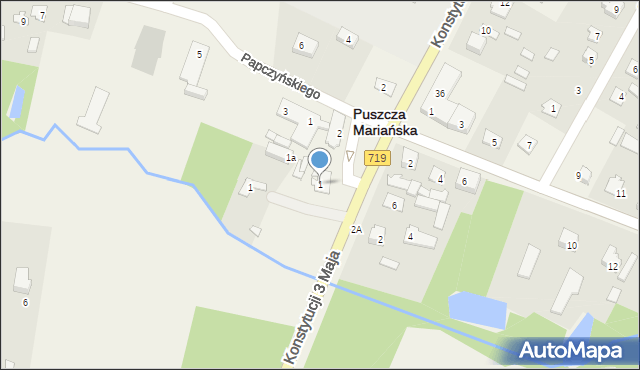 Puszcza Mariańska, Plac Kościuszki Tadeusza, gen., 1, mapa Puszcza Mariańska