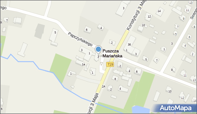 Puszcza Mariańska, Plac Kościuszki Tadeusza, gen., 2, mapa Puszcza Mariańska