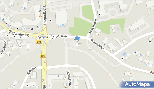 Pyrzyce, Plac Wolności, 1, mapa Pyrzyce