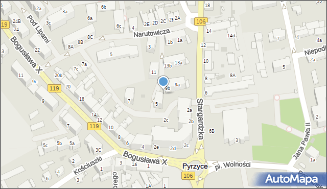 Pyrzyce, Plac Wolności, 2a, mapa Pyrzyce