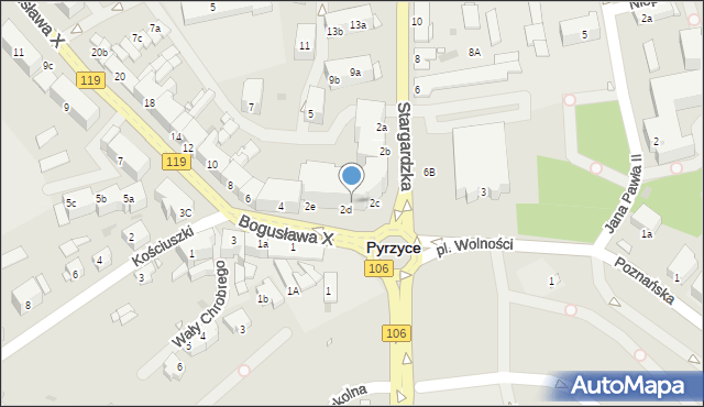 Pyrzyce, Plac Wolności, 2B, mapa Pyrzyce