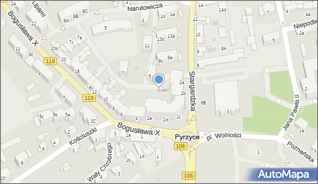 Pyrzyce, Plac Wolności, 2c, mapa Pyrzyce