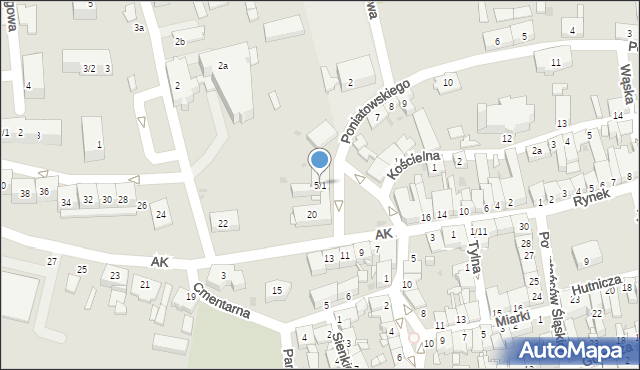 Pyskowice, Plac Księcia Józefa Poniatowskiego, 5/1, mapa Pyskowice