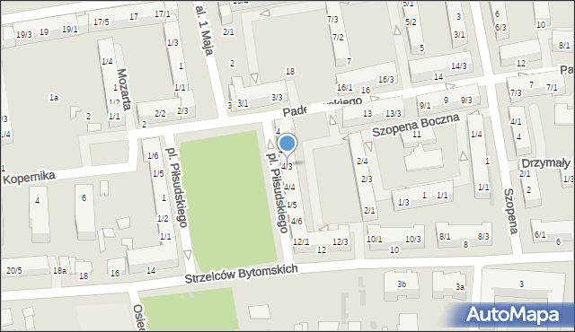 Pyskowice, Plac Piłsudskiego Józefa, marsz., 4/3, mapa Pyskowice