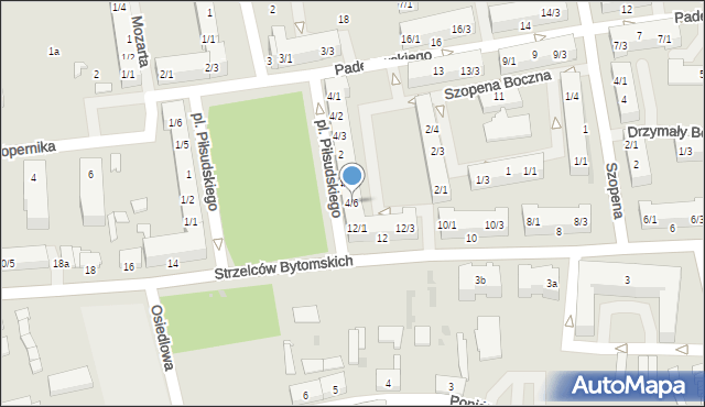 Pyskowice, Plac Piłsudskiego Józefa, marsz., 4/6, mapa Pyskowice