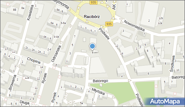 Racibórz, Plac Dominikański, 7, mapa Racibórz