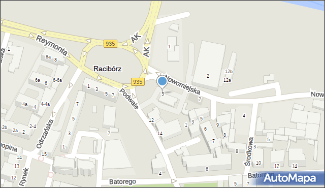 Racibórz, Plac Mostowy, 3, mapa Racibórz