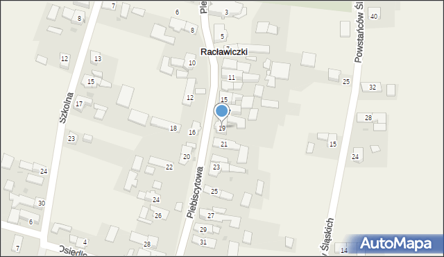 Racławiczki, Plebiscytowa, 19, mapa Racławiczki