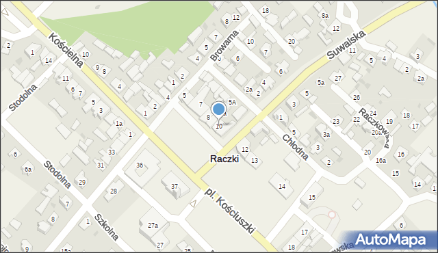 Raczki, Plac Kościuszki Tadeusza, gen., 10, mapa Raczki