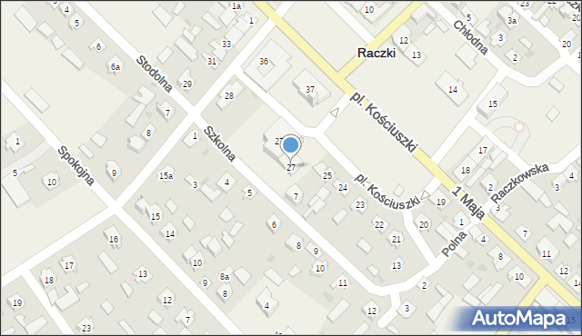 Raczki, Plac Kościuszki Tadeusza, gen., 27, mapa Raczki