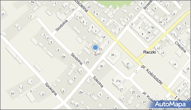 Raczki, Plac Kościuszki Tadeusza, gen., 31, mapa Raczki