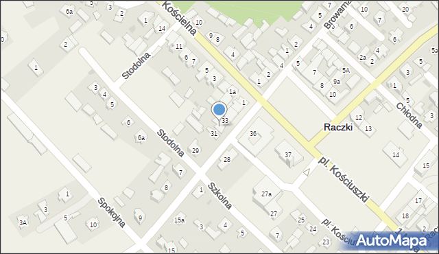 Raczki, Plac Kościuszki Tadeusza, gen., 32, mapa Raczki