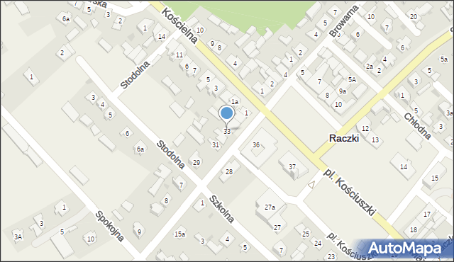 Raczki, Plac Kościuszki Tadeusza, gen., 33, mapa Raczki