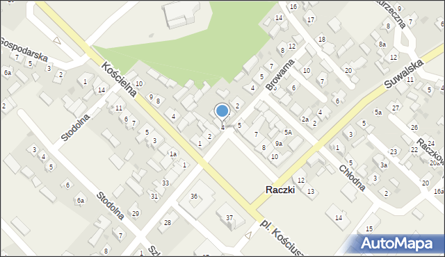 Raczki, Plac Kościuszki Tadeusza, gen., 4, mapa Raczki