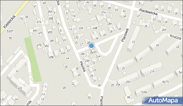 Radom, Planowa, 23, mapa Radomia