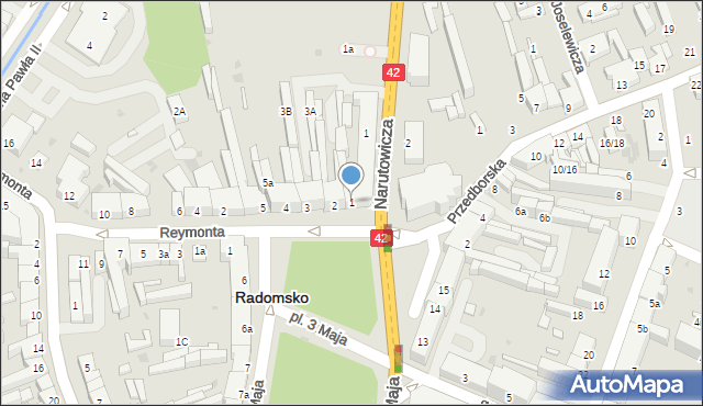 Radomsko, Plac 3 Maja, 1, mapa Radomsko