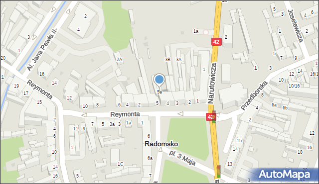 Radomsko, Plac 3 Maja, 5a, mapa Radomsko