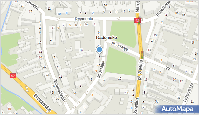 Radomsko, Plac 3 Maja, 7, mapa Radomsko