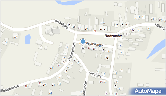 Radzanów, Plac Piłsudskiego Józefa, marsz., 12, mapa Radzanów