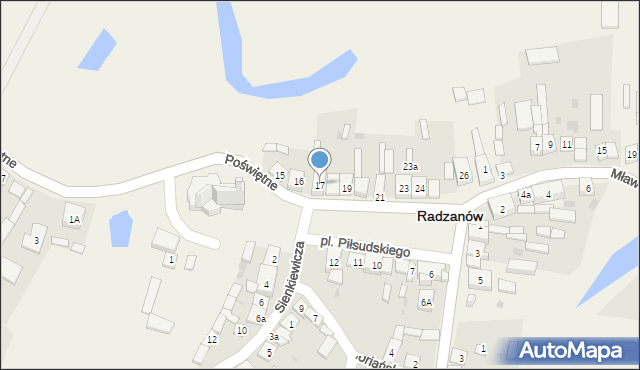 Radzanów, Plac Piłsudskiego Józefa, marsz., 17, mapa Radzanów