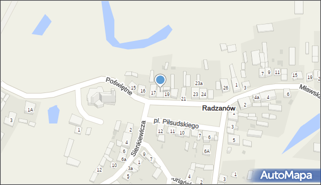 Radzanów, Plac Piłsudskiego Józefa, marsz., 18, mapa Radzanów