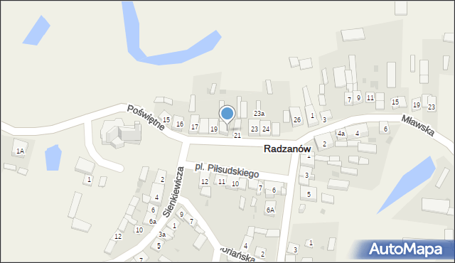 Radzanów, Plac Piłsudskiego Józefa, marsz., 20/21, mapa Radzanów