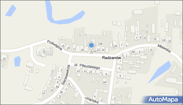 Radzanów, Plac Piłsudskiego Józefa, marsz., 21, mapa Radzanów