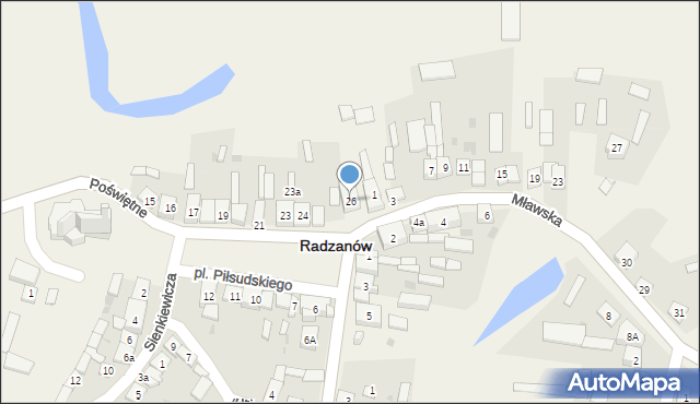 Radzanów, Plac Piłsudskiego Józefa, marsz., 26, mapa Radzanów