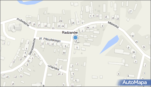 Radzanów, Plac Piłsudskiego Józefa, marsz., 4, mapa Radzanów