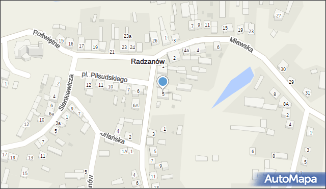 Radzanów, Plac Piłsudskiego Józefa, marsz., 5, mapa Radzanów