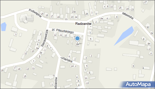 Radzanów, Plac Piłsudskiego Józefa, marsz., 6A, mapa Radzanów