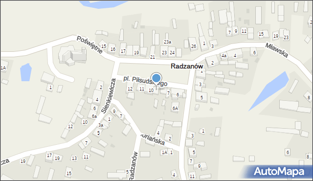 Radzanów, Plac Piłsudskiego Józefa, marsz., 9, mapa Radzanów