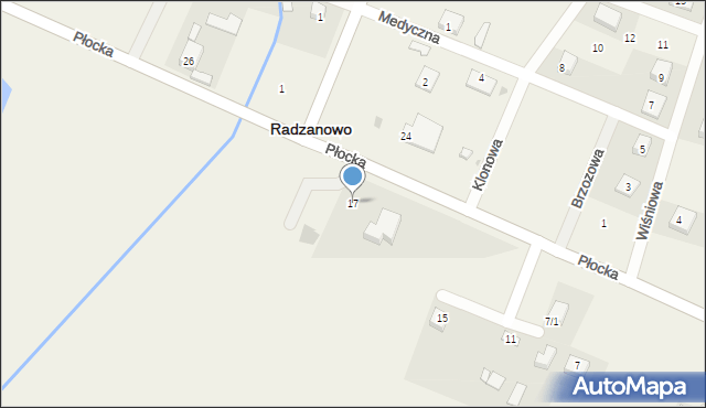 Radzanowo, Płocka, 17, mapa Radzanowo