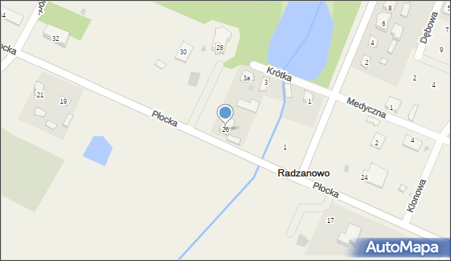 Radzanowo, Płocka, 26, mapa Radzanowo