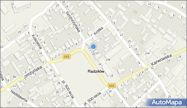 Radziłów, Plac 500-lecia, 12, mapa Radziłów