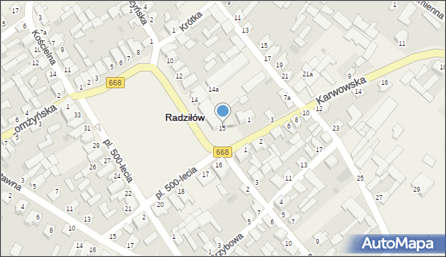 Radziłów, Plac 500-lecia, 15, mapa Radziłów