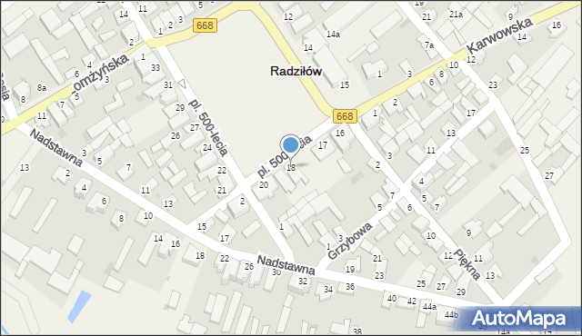 Radziłów, Plac 500-lecia, 18, mapa Radziłów