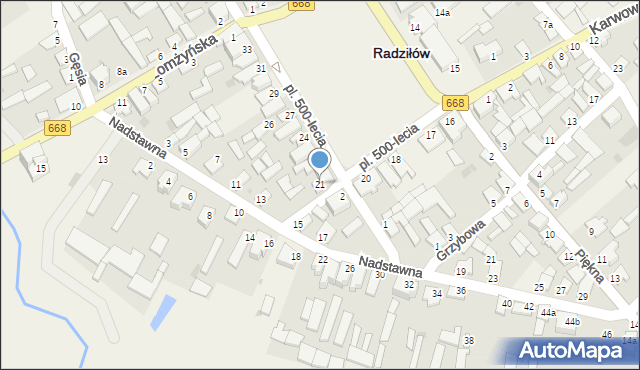 Radziłów, Plac 500-lecia, 21, mapa Radziłów