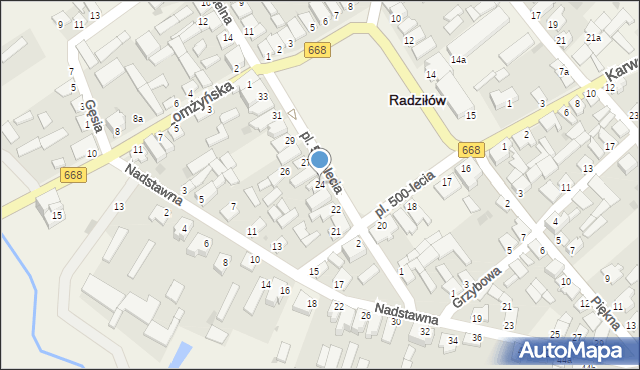 Radziłów, Plac 500-lecia, 24, mapa Radziłów