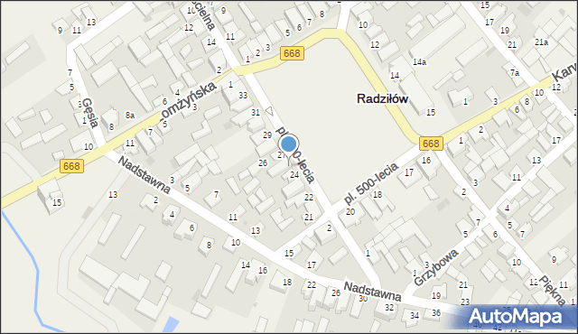 Radziłów, Plac 500-lecia, 25, mapa Radziłów