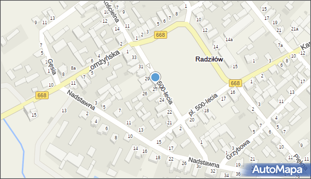 Radziłów, Plac 500-lecia, 27, mapa Radziłów