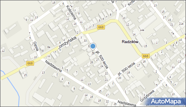 Radziłów, Plac 500-lecia, 29, mapa Radziłów