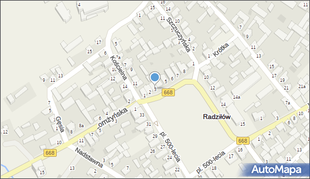 Radziłów, Plac 500-lecia, 3, mapa Radziłów