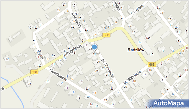 Radziłów, Plac 500-lecia, 31, mapa Radziłów