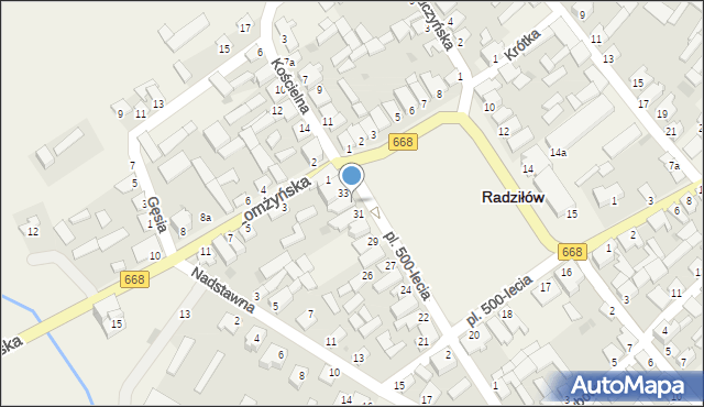 Radziłów, Plac 500-lecia, 32, mapa Radziłów