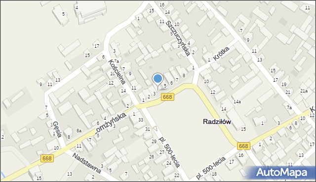 Radziłów, Plac 500-lecia, 4, mapa Radziłów