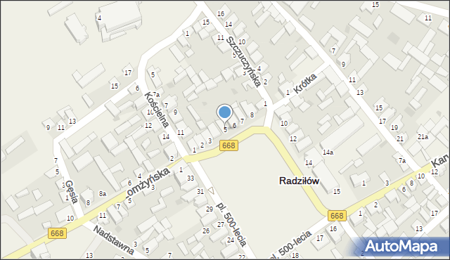 Radziłów, Plac 500-lecia, 5, mapa Radziłów