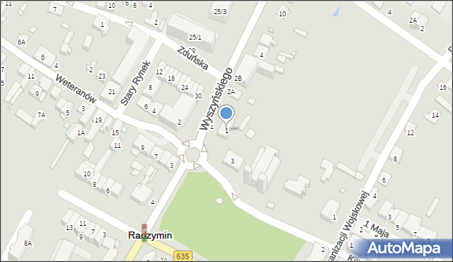 Radzymin, Plac Kościuszki Tadeusza, gen., 1, mapa Radzymin