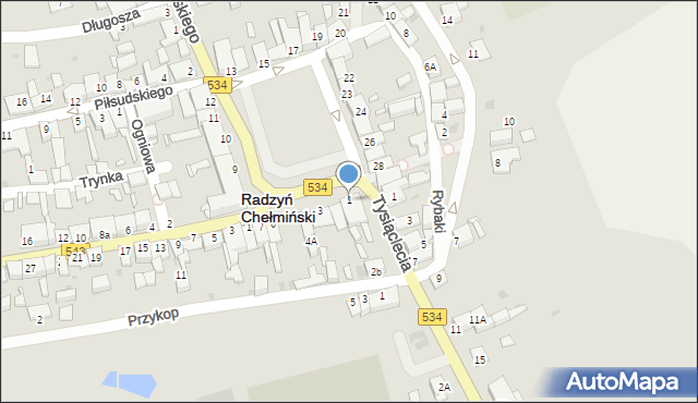 Radzyń Chełmiński, Plac Towarzystwa Jaszczurczego, 1, mapa Radzyń Chełmiński