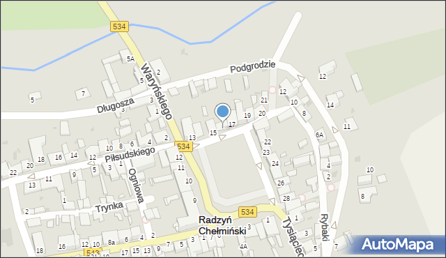 Radzyń Chełmiński, Plac Towarzystwa Jaszczurczego, 16, mapa Radzyń Chełmiński